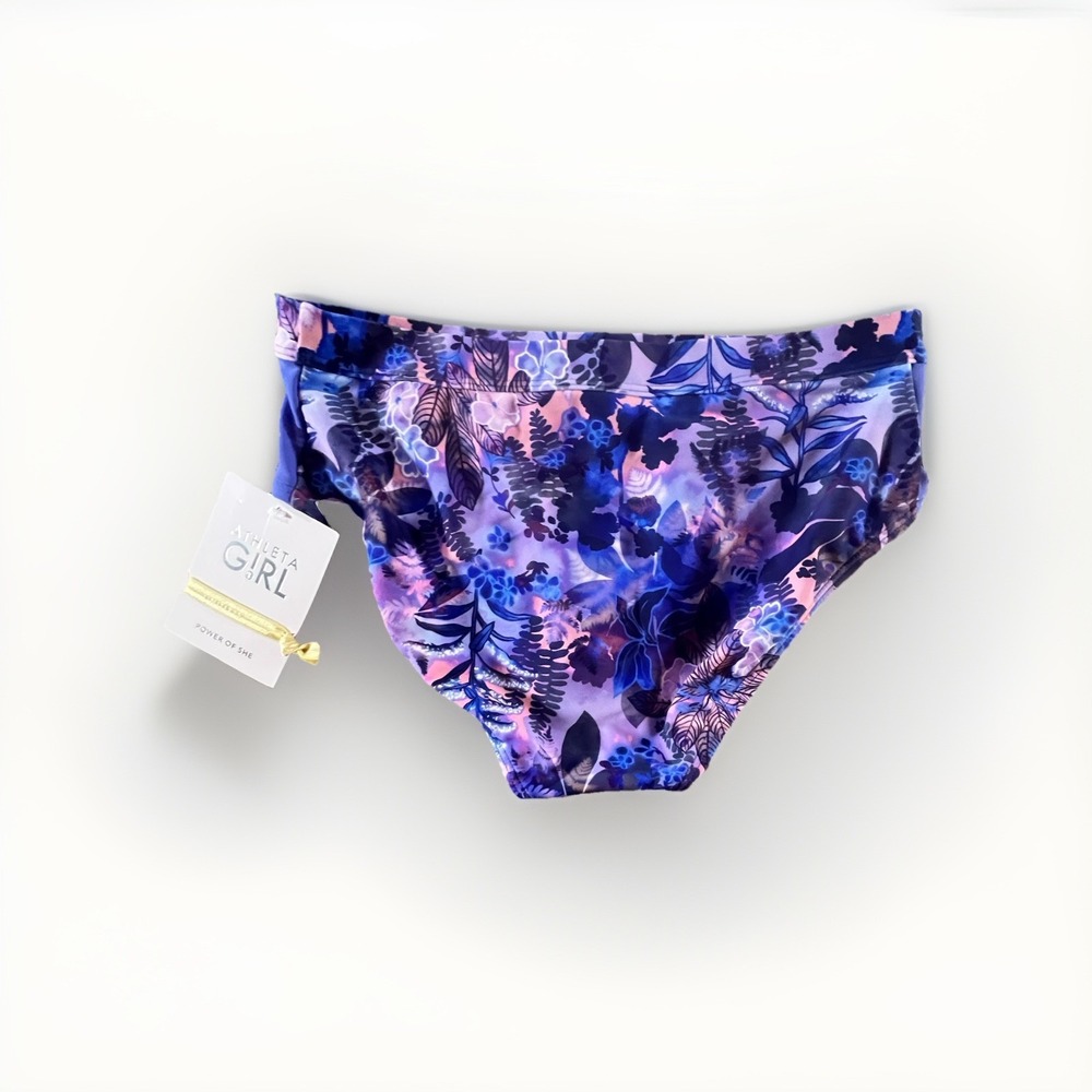 Athleta Girl Vacay Mode Bikini Bottom Purple Floral Swimwear XL 14 NWT UPF‎